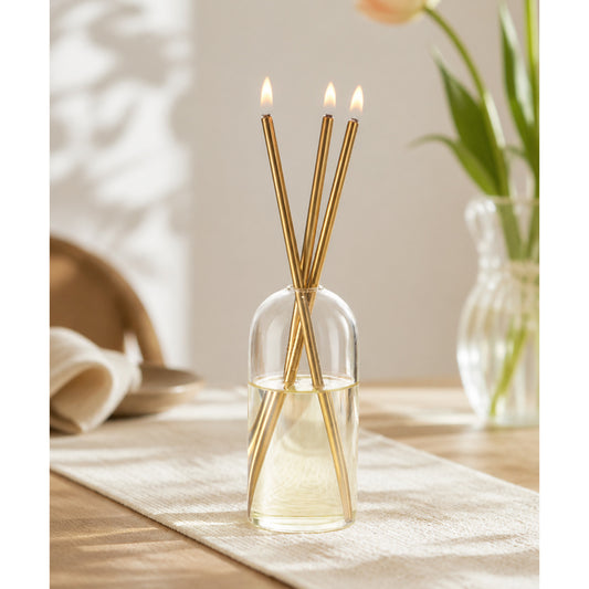 Glass Aromatherapy Bottle Candle Set with Smokeless Eternal Flames