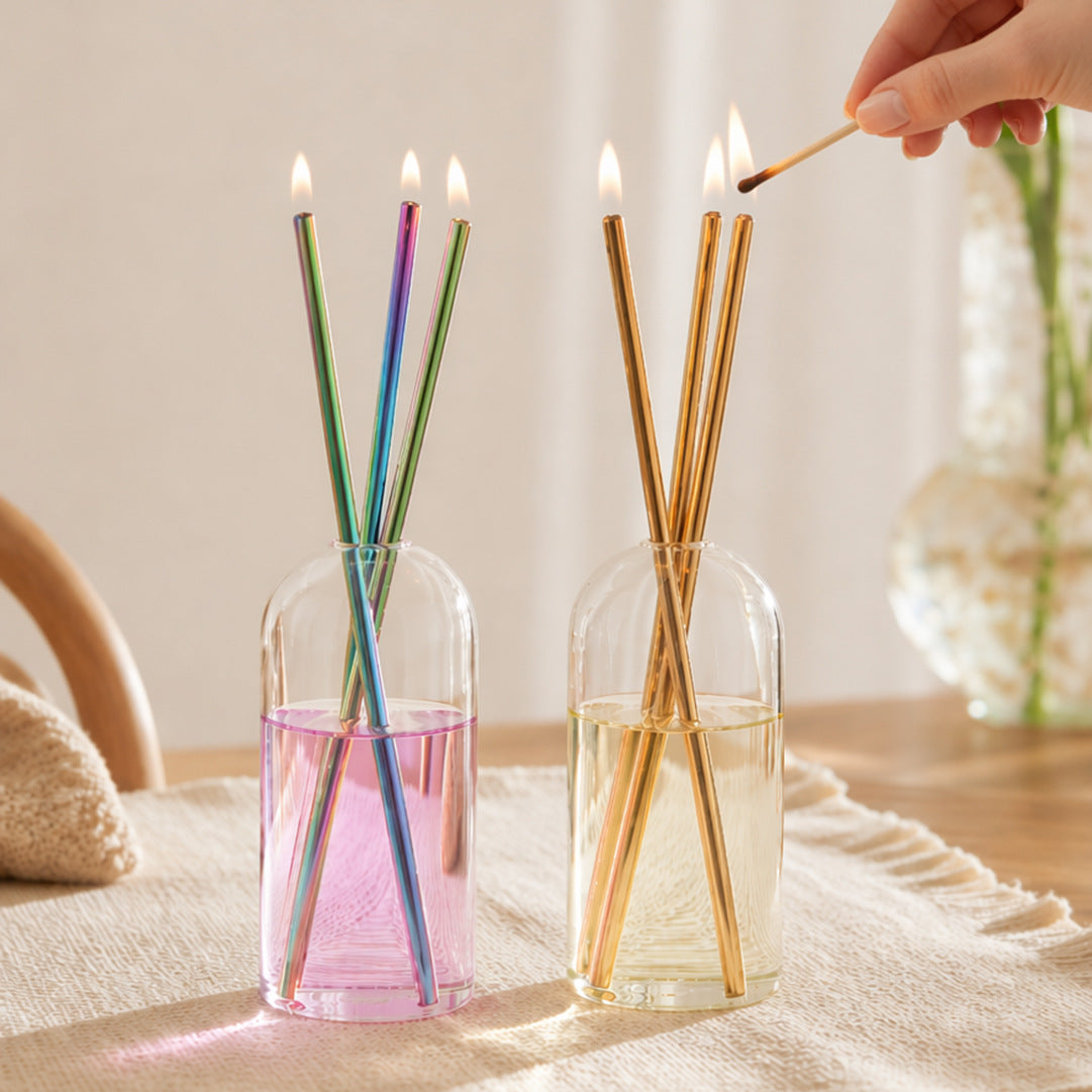 Glass Aromatherapy Bottle Candle Set with Smokeless Eternal Flames