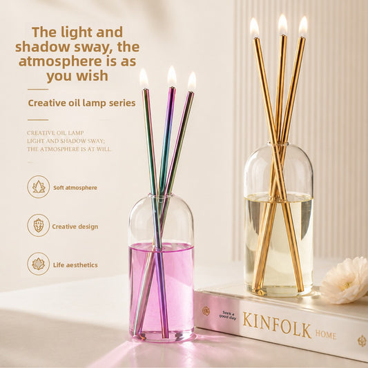 Glass Aromatherapy Bottle Candle Set with Smokeless Eternal Flames